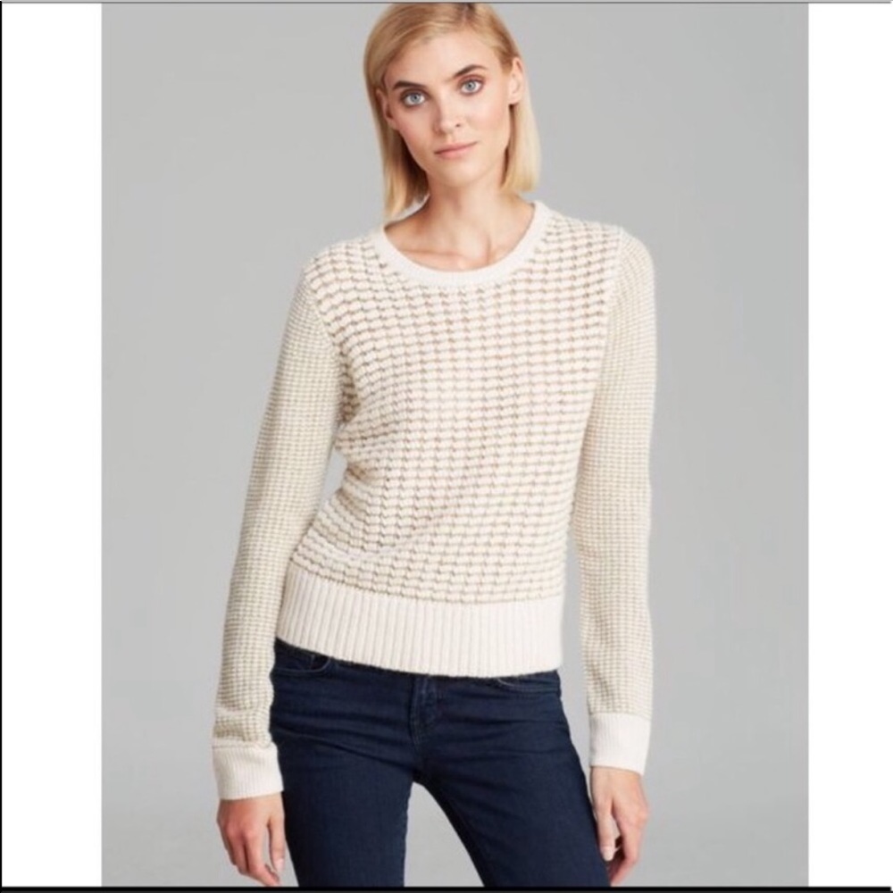 French Connection Cream and Gold Sparkle Sweater